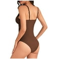 thumbnail image 6 of Ndbuld Women's Strappy Sports One-piece Modest Swimsuit Women's Tummy Tuck One-piece High Neck Swimsuit Full Cup Swimsuit on Clearance Brown XL, 6 of 6