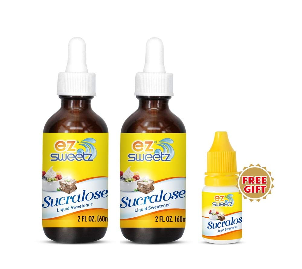 Concentrated Liquid Sucralose Sweetener, 2OZ/60mL (1450 Servings), 2-Pack | One Free Travel Size Bottle 0.34OZ/10mL (240 Servings)