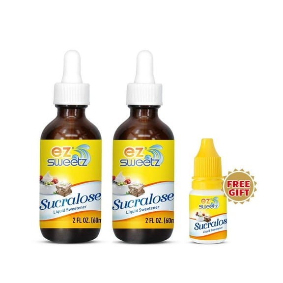 Concentrated Liquid Sucralose Sweetener, 2OZ/60mL (1450 Servings), 2-Pack | One Free Travel Size Bottle 0.34OZ/10mL (240 Servings)