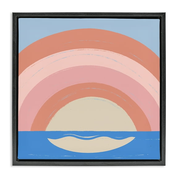 Stupell Industries Ocean Rainbow Reflection Landscape & Nature Painting Black Floater Framed Canvas Art Print Wall Art, 18 x 18