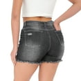 thumbnail image 6 of Xixinqiwan No Boundaries Women's Casual Stretchy Denim Shorts High Waisted Butt Lift Ripped Raw Hem Jeans Shorts Plus Size, 6 of 7