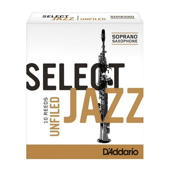 Rico Select Jazz Soprano Saxophone Reeds, Unfiled, Strength 4 Strength Soft, 10-pack