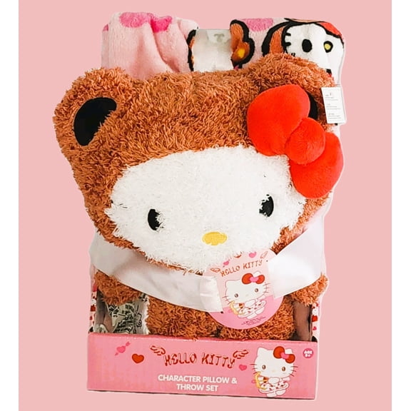 Hello Kitty Bear Pillow Plush & Throw Blanket Set, 40 X 50 in