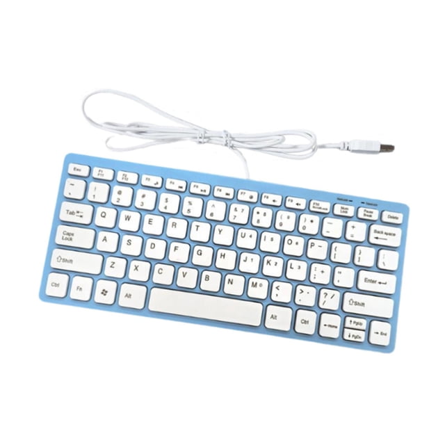 Transemion USB Wired Keyboard Small Comfortable Typing Office for Home Desktop Computer Blue 285x122x21mm