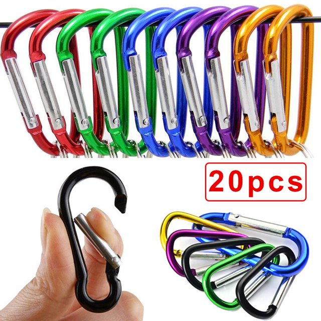 20 piezas Mini llavero con mosquetón de aleación de aluminio con hebilla de anilla en D mosquetón de resorte gancho a presión Clip llaveros para acampar al aire libre uso diario Tan Jianjun unisex