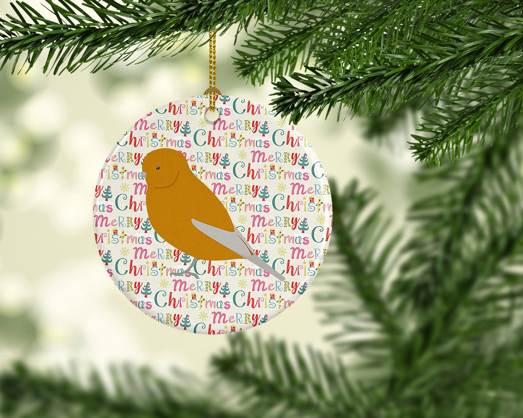 Norwich Canary Christmas Ceramic Ornament 2.8 in x 2.8 in