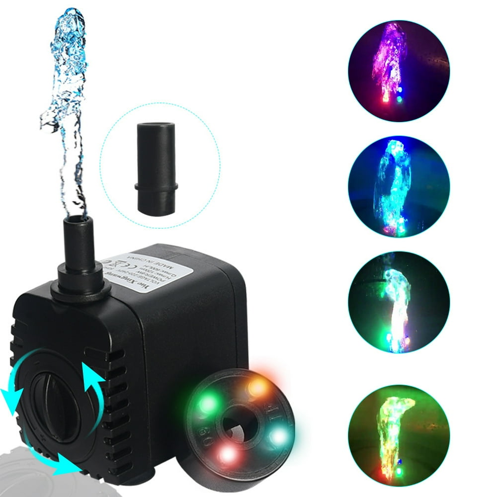 Submersible Pump with 4 LED Light , Landscaping Water Pump For Pond