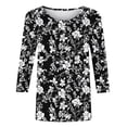 thumbnail image 4 of UPPADA Blouses à Manches 3/4 pour Femmes Grande Taille Imprimé Floral Teinture T-Shirts Décontractés Tendance Col Rond Confortables Chandail Tops Blouses Mignons Tops d'Été pour Femmes Tops à Manches 3/4 Économiseurs, 4 of 5