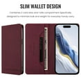 thumbnail image 3 of Magnetic Phone Case For iPhone 16 Pro Max 6.9-inch with RFID Blocking,Magnetic Closure,Card Slots,Cash Slot,Kickstand,Shockproof Flip Folio Protective Phone Case,Red,For iPhone 16 Pro Max, 3 of 10