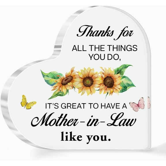 Step-Mom Gifts,Gift for Bonus Mom,Thanks for All The Things You Do Sign Acrylic Heart Plaque,Gift for Stepmother Birthday Christmas Mother' Day, Appreciation Gifts for Step-Mom