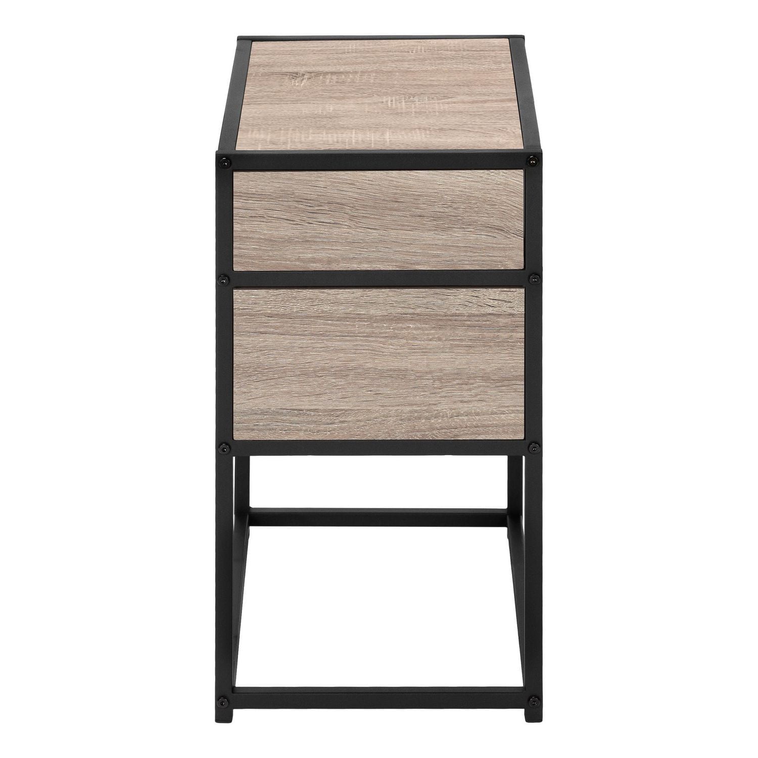 Monarch Specialties Accent Table, Side, End, Nightstand, Lamp, Living Room, Bedroom, Brown Laminate, Black Metal, Contemporary, Modern