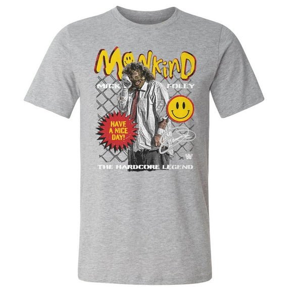 Men's 500 Level Heather Gray Mick Foley Mankind Have A Nice Day T-Shirt