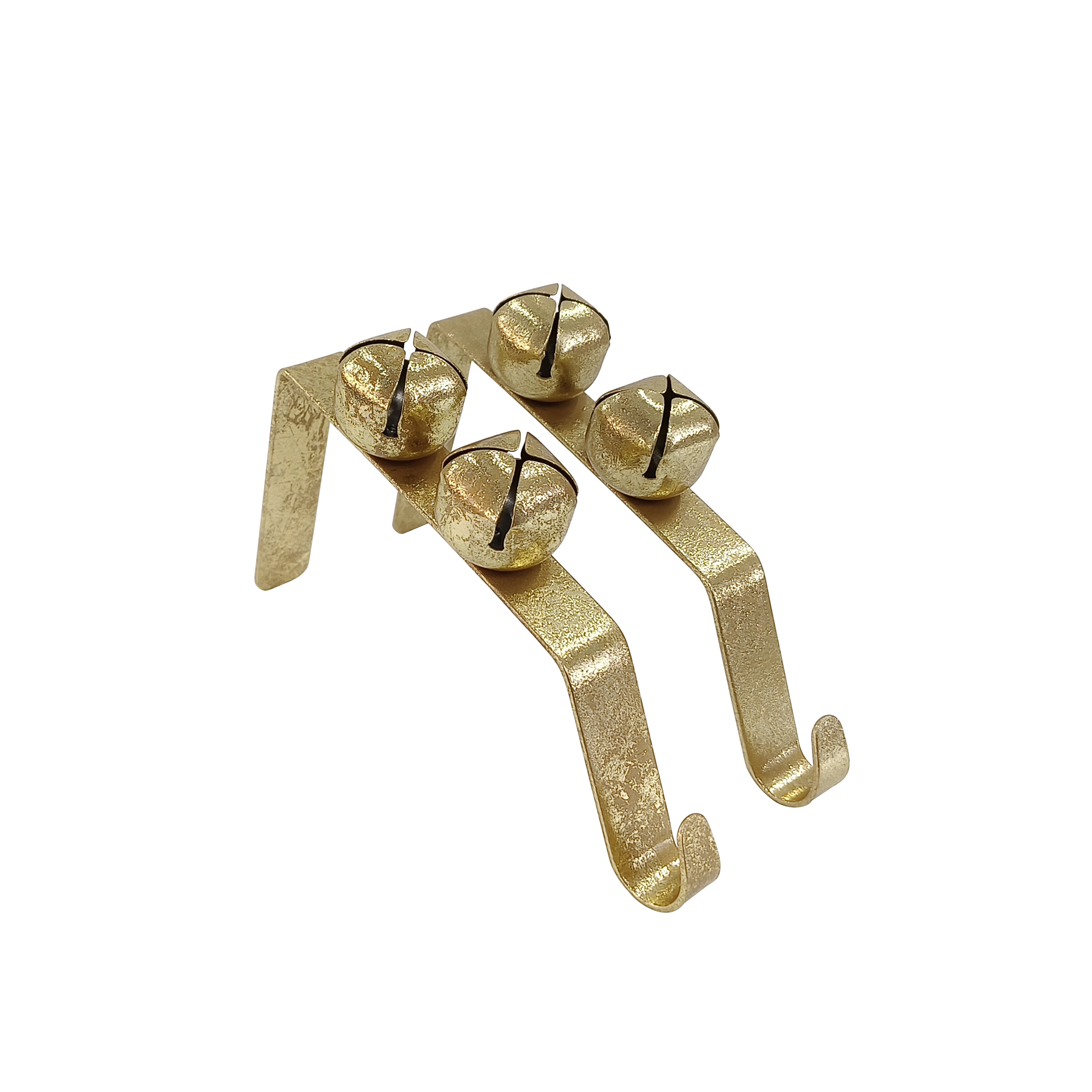 Gold Metal Jingle Bell Christmas Stocking Holders, 6.5", 2 Count, by Holiday Time