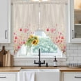 thumbnail image 4 of Pink Spring Floral Kitchen Window Curtains, Swag Curtains Valance for Bedroom Living Room Bathroom, Watercolor Summer Botanical Rod Pocket Window Treatment Curtain Block Drapes 2 Panels 36"x45", 4 of 9