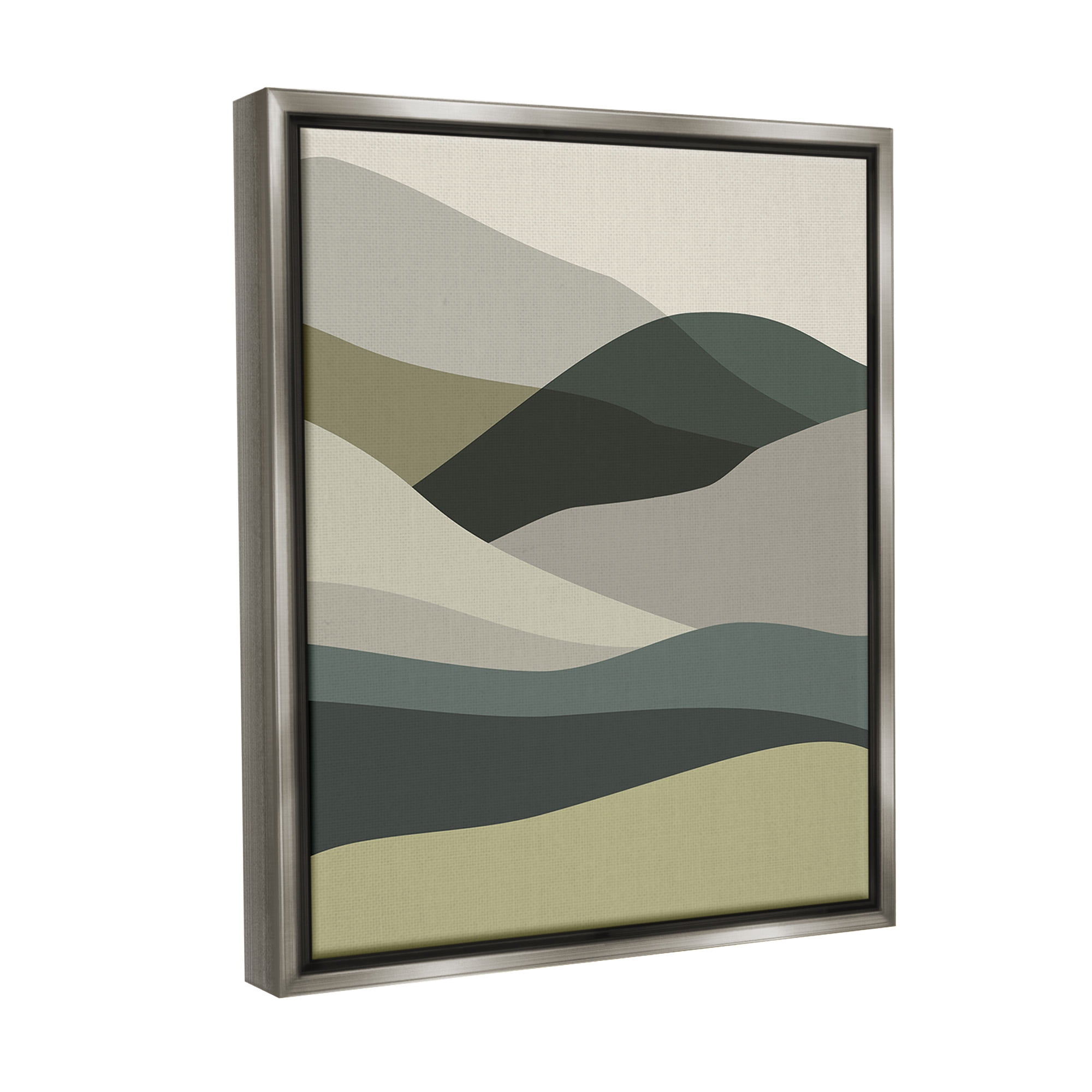 Stupell Industries Abstract Alternating Hills Landscape Painting Gray Floater Framed Canvas Art Print Wall Art, 25 x 31