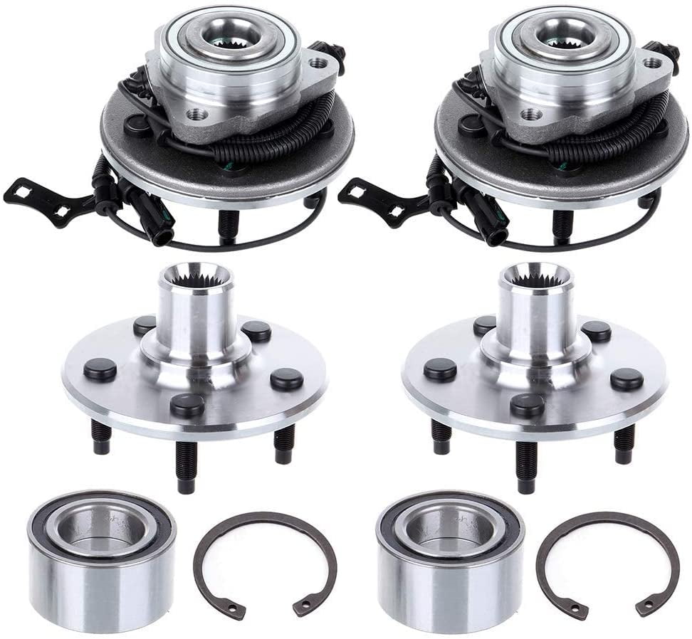 Set of (4) Front Wheel Hub Bearing Assembly and Rear Wheel Hub for 2006-2010 Ford Explorer/ 2006 2006 Ford Explorer Rear Wheel Stud Replacement