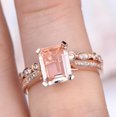 thumbnail image 6 of HeartsAndYou 2.09ct Natural Peach Morganite Bridal Set Ring 14k SOLID Rose Gold Valentine, 6 of 9
