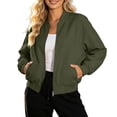 thumbnail image 6 of WIZUTIZ Women's Lightweight Windproof Cropped Jacket Stand Collar Zip Up Long Sleeve Solid Color Casual, 6 of 7