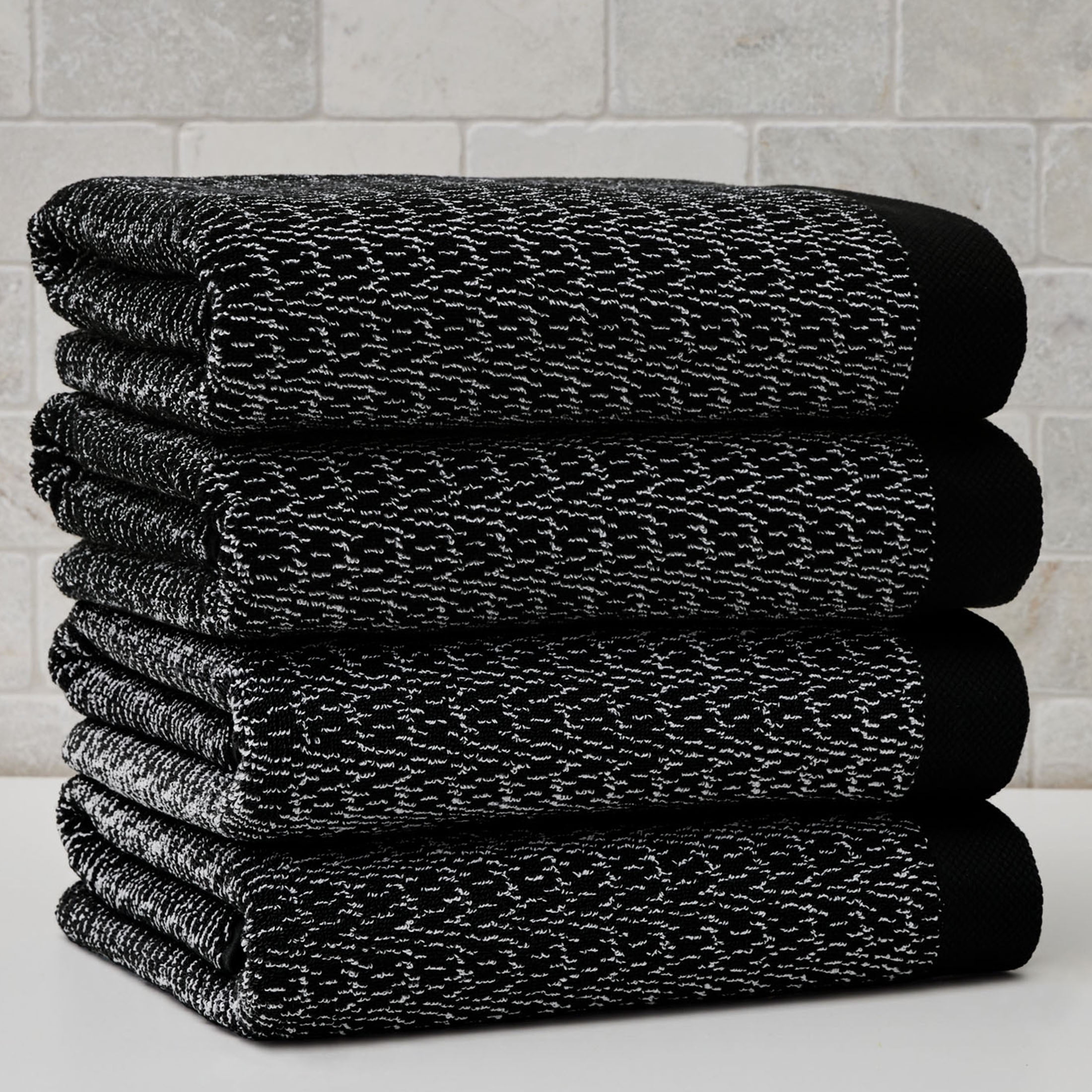 Better Homes & Gardens Signature Soft Cotton Melange 6-Piece Bath Towel Set, Rich Black