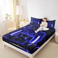 thumbnail image 5 of Feelyou Gaming Controller Kid Twin Sheet Sets, Futuristic Game Consloe Twin Fitted Sheet, Honeycomb Abstract Blue Flat Sheet, Microfiber Bedroom Decor, 3pcs, 5 of 8