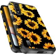Silverback For Samsung Galaxy A01 Case Sturdy Phone Case Girls Women Shockproof Protection Heavy Duty Armor Hard Plastic & Shock Absorption Protective Case -Sunflower