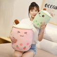 thumbnail image 4 of Lindo peluche Boba té almohada de felpa rellena leche taza de té almohada juguete de peluche, suave kawaii abrazando juguete de peluche regalo para niños (rosa, 13.7 pulgadas), 4 of 5