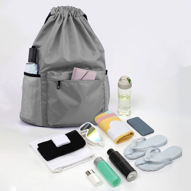 Drawstring Backpack With Wet Pocket | Water Resistant Gym  display picture 3