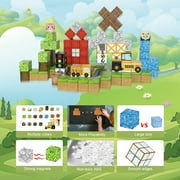 Crtynell 100pcs Magnetic Blocks - Build Magnet World Tiles Road Track Set For Boys & Girls Age 3-5 6-8, Sensory Toys for Toddlers Birthday Gifts for 3+ Years Old Girls Boys