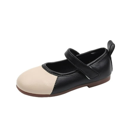 eileial Girls Dress Shoes Shoes for Girls  Girls Lows Heels for Kids Toddler Flower Girl Wedding Party School(Black 4-4.5 Years)