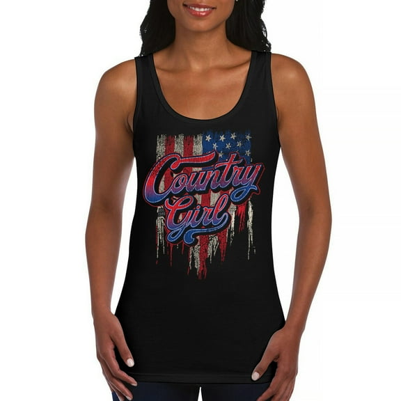 Country Girl USA Flag Women's Tank Top Patriotic Southern Cowgirl Red White Blue American Pride Life Lovers Gift