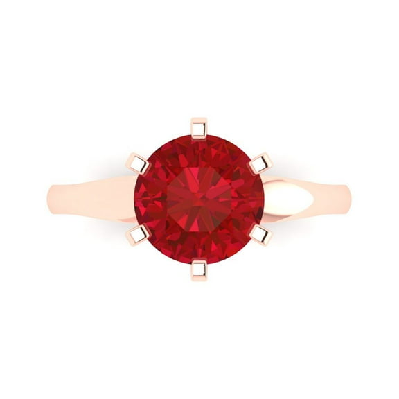 Clara Pucci 14K Rose Gold 2.5ct Tourmaline Solitaire Ring for Women