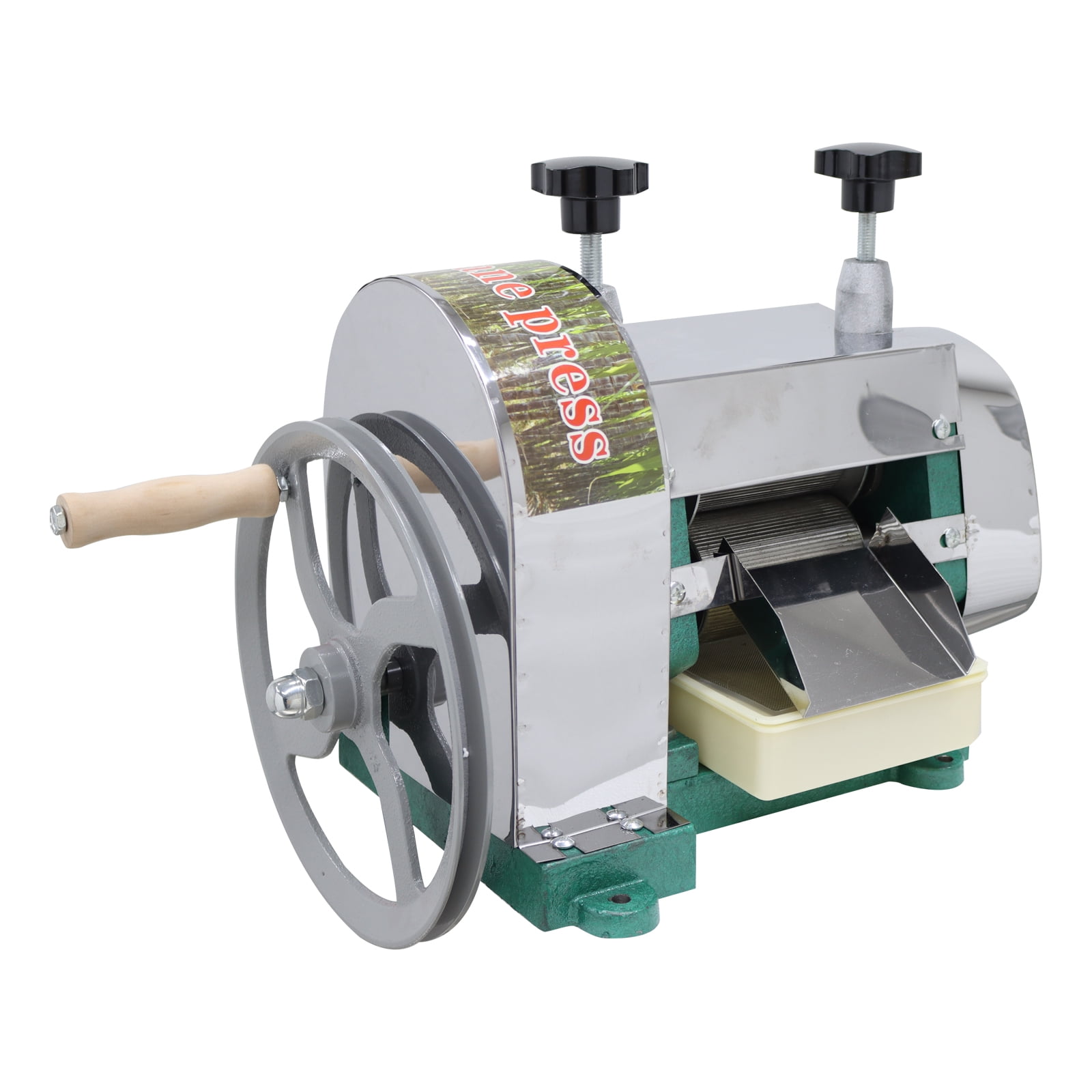 Manual Sugar Cane Ginger Press Juicer Stainless Steel Sugarcane Squeezer 3 Rollers with 2 Peeling Knives 330LBS/H