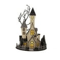 thumbnail image 2 of 10x8.3x13.5" Cardboard Lighted Haunted House, Black Beige Tabletop holiday halloween decor, Battery Powered, 2 of 9