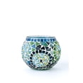 thumbnail image 3 of Kafthan Large Mosaic Candle Holder, Glass Tea Light Candle Holder, Handmade Votive Holder, Turquoise, 3 of 3