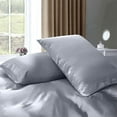 thumbnail image 4 of Cloud Fino Silk Satin Sheet Set| 100% Pure Silk Satin Sheet Set 7pc Silk Fitted Sheet 15" Deep Pocket, Silk Flat Sheet, Silk Duvet Cover & Pillowcases Set !!(Twin XL Silver Grey), 4 of 6