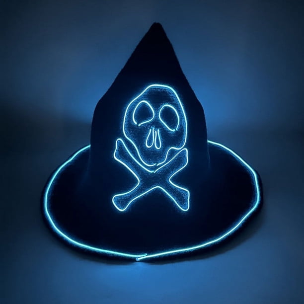 Decoración de Halloween, adornos de Halloween, decoración del hogar, sombrero de mago con punta de calavera, sombrero de punto de ala grande, decoración para fiestas del Día Europeo y de los Fantasmas