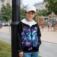 thumbnail image 3 of Uorisanigo Blue Butterfly Zip Up Hoodie Boys Girls Soft Plush Long Sleeve Hooded Sweatshirt Winter Jacket Pullover Tops with Pockets Kids Casual Coat Fall Outfits Trendy Clothes, 3 of 8
