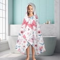 thumbnail image 6 of Pink Butterfly Star Floral Peach Pattern Hooded Bath Towel，60"x35" for Ages 3 To 12 Kids, Quick Dry Lightweight Soft Microfiber Hood Beach Towel Cover Up for Kids, 6 of 7