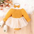 thumbnail image 7 of Sngxgn Baby Girl Romper Long Sleeve Jumpsuit Outfit Striped Ribbed Clothes for Girls(Yellow,70), 7 of 7