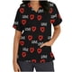 thumbnail image 1 of Tops Cortos para Mujeres Mujeres Impreso Cuello en V Manga Corta Bolsillo Ropa Protectora con Suave 95% Poliéster 5% Spandex, Transpirable Blusa Casual, 1 of 5
