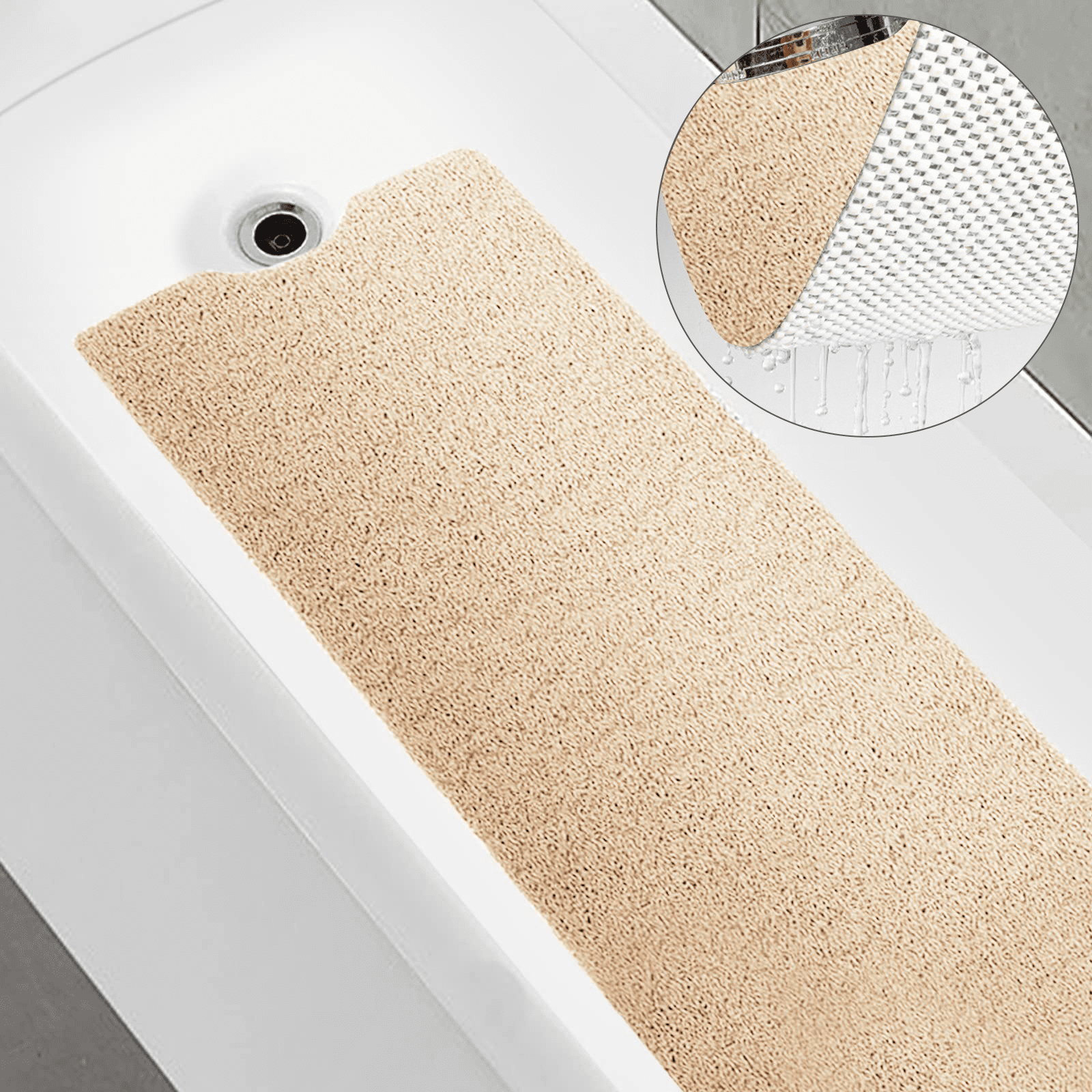 Tripumer Bath Tub Shower Mat PVC Loofah Bath Mat Quick Drying Shower