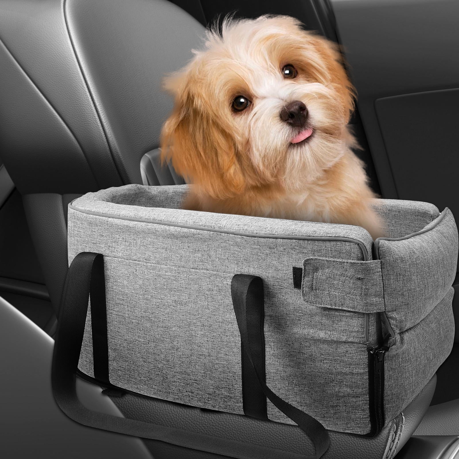 Toyandona Travel Accessory Dark Grey Dog Seat for Console and Rear Armrest Pet Comfort