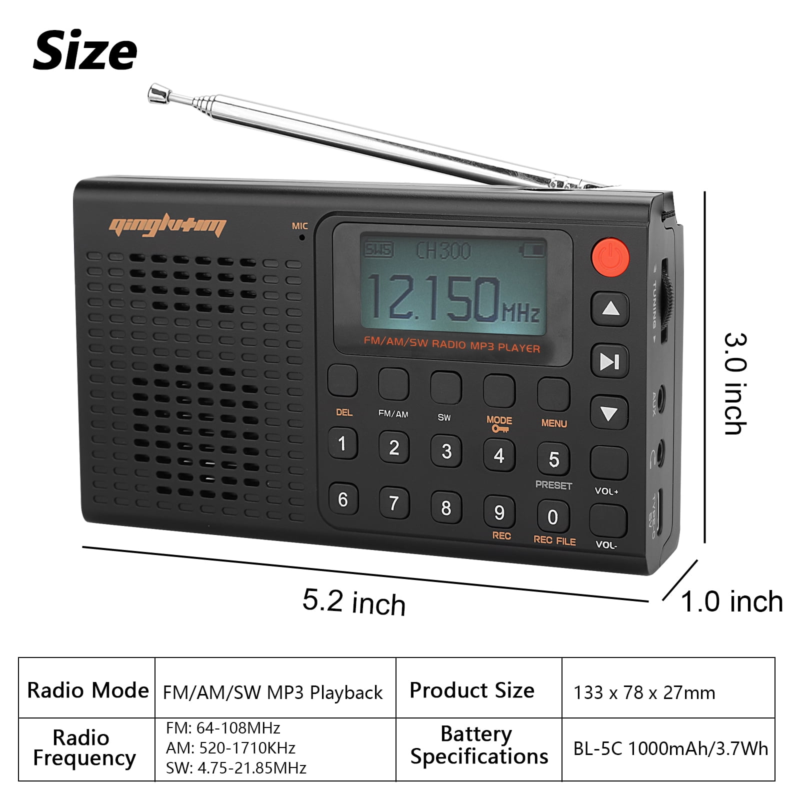 Buy AM FM SW Radio, TSV Portable Radios with Best Reception, Battery ...