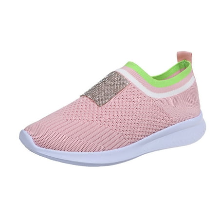 

EQWLJWE 2022 Spring Autumn Sneakers Women s Fashion Casual Mesh Breathable Crystal Slip On Sneakers Shoes Deals Discount Clearance