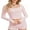 Pink, variant on Michellecmm  Women’s Two Piece Pajamas Long Sleeve Lace Trim Crop Tops and Shorts