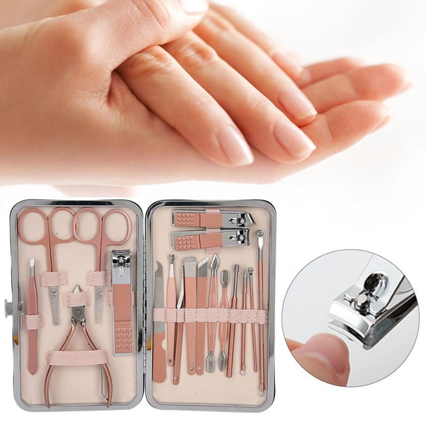 Manicura 18 Uds Cortaúñas De Acero Inoxidable Tijeras Para Cejas Cuchillo De Pedicura Juego De Herramientas De Manicura