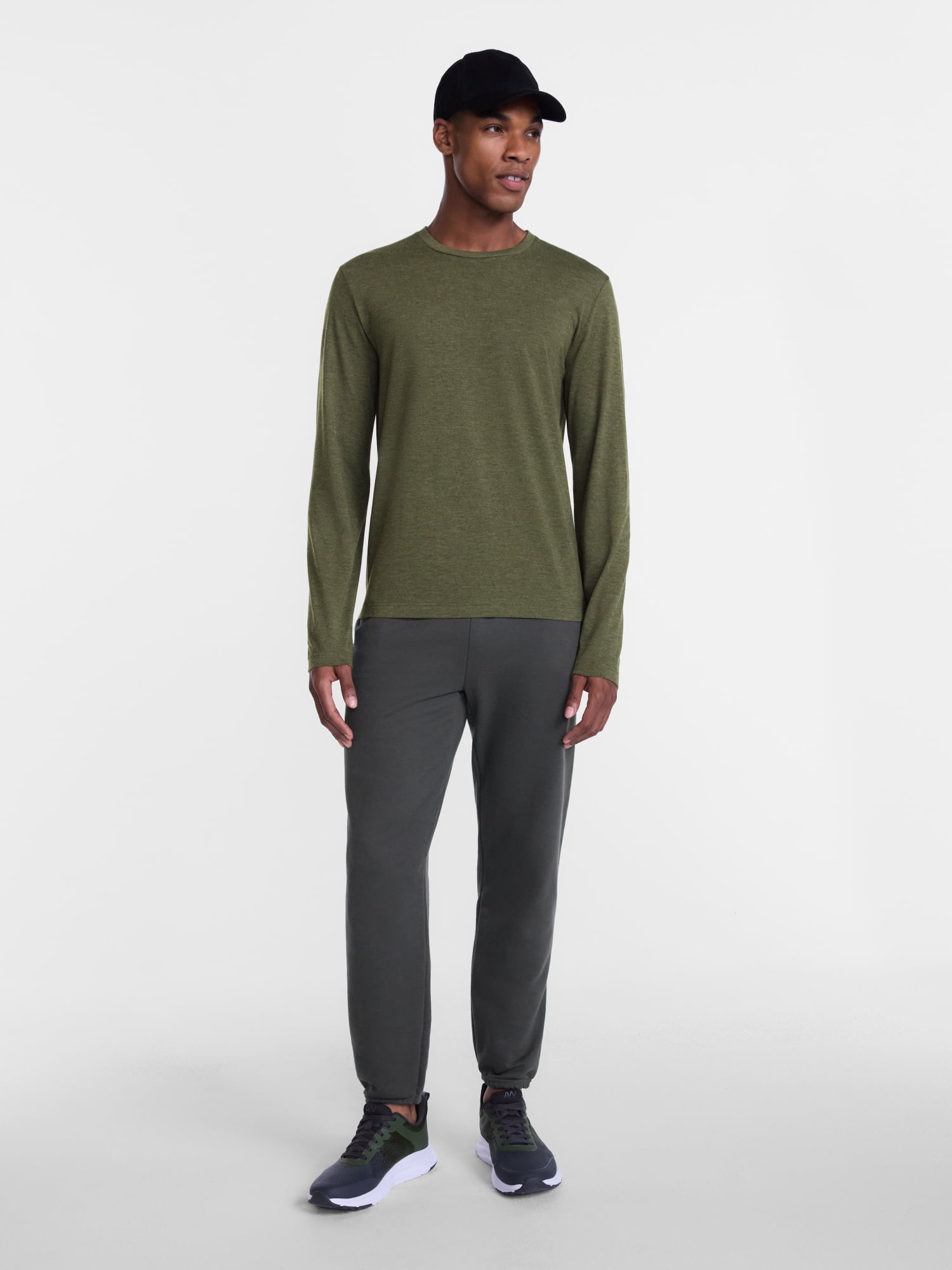Athletic Works Men's and Big & Tall Men's Tri-Blend Tee with Long Sleeves, Sizes XS-4XLT