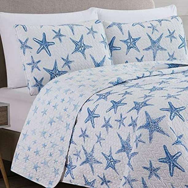 great Bay Home 3Piece King Reversible Lightweight Starfish Quilt