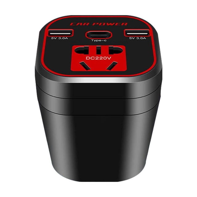 Car Power Inverter 12V/24V to 220V with LED Display, 3 USB Fast Charging Ports, 200W Universal Vehicle Converter for Cars, Pickups & Containers, 80cm Cable Length