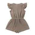 thumbnail image 6 of Newborn Baby Girls Drawstring Waist Buttons Jumpsuit Ruffled Sleeve Summer Short Romper with Pocket Khaki,12-24 Months, 6 of 8